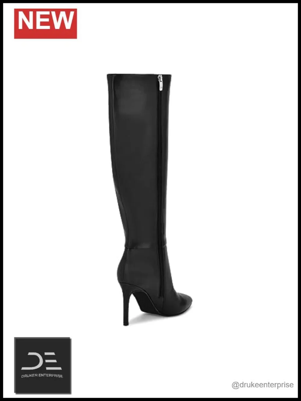 Women's Knee High Faux Leather Stiletto Heel Boots Pointed Toe Zip